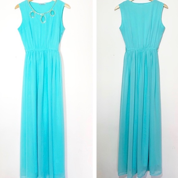 Dresses & Skirts - 5 for $25 Turquoise Chiffon Fully Lined Dress